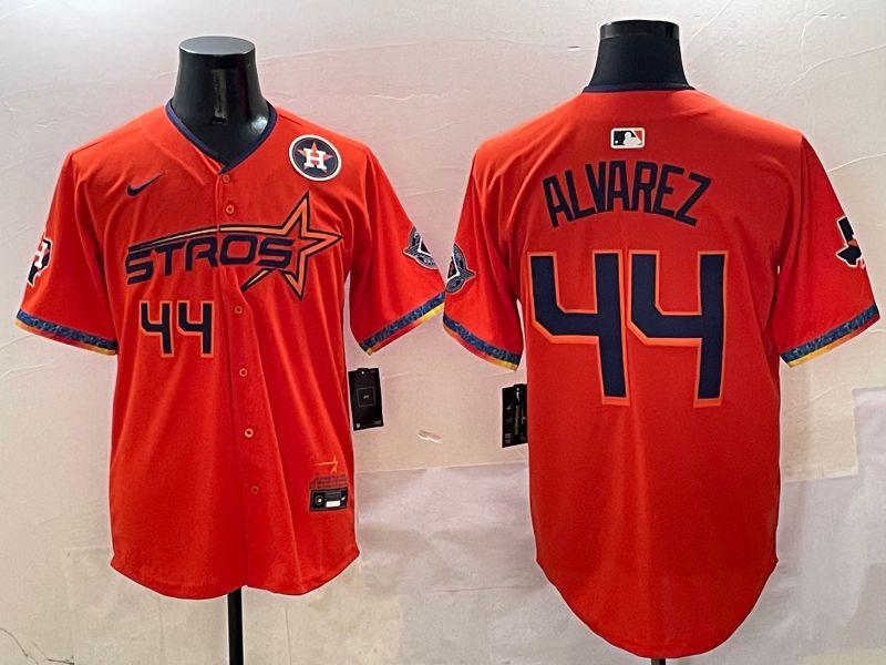Men Houston Astros #44 Alvarez Orange Five generation Joint Name Nike 2025 MLB Jersey style 7